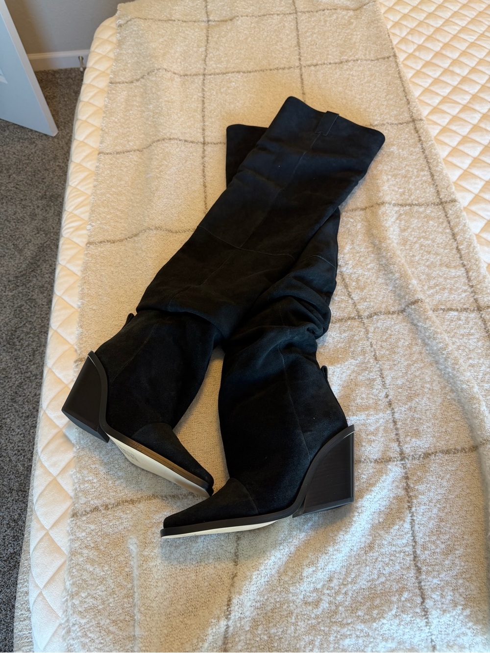 Women’s Black Suede Over The Knee Boots - Picture 2 of 5